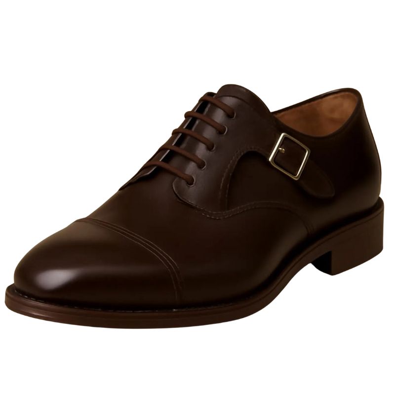 Derby à boucle en cuir marron