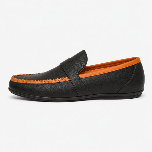 Calvin: Mocassins Car Shoes en Cuir Véritable pour Hommes