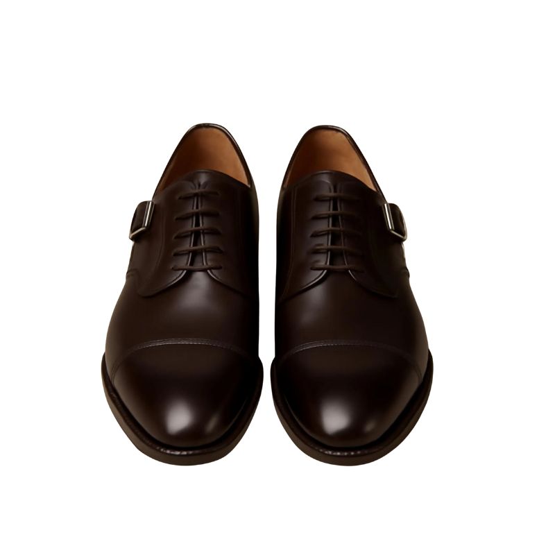Derby à boucle en cuir marron