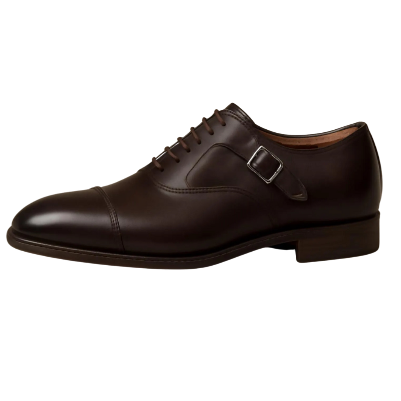 Derby à boucle en cuir marron