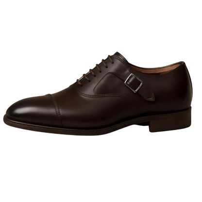 Derby à boucle en cuir marron