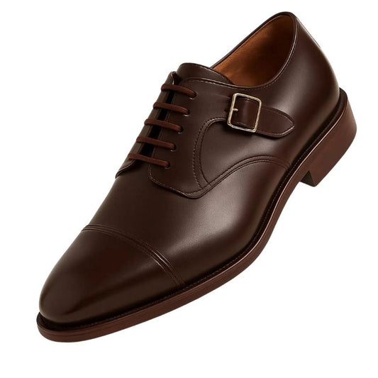 Derby à boucle en cuir marron