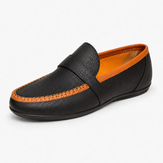 Calvin: Mocassins Car Shoes en Cuir Véritable pour Hommes