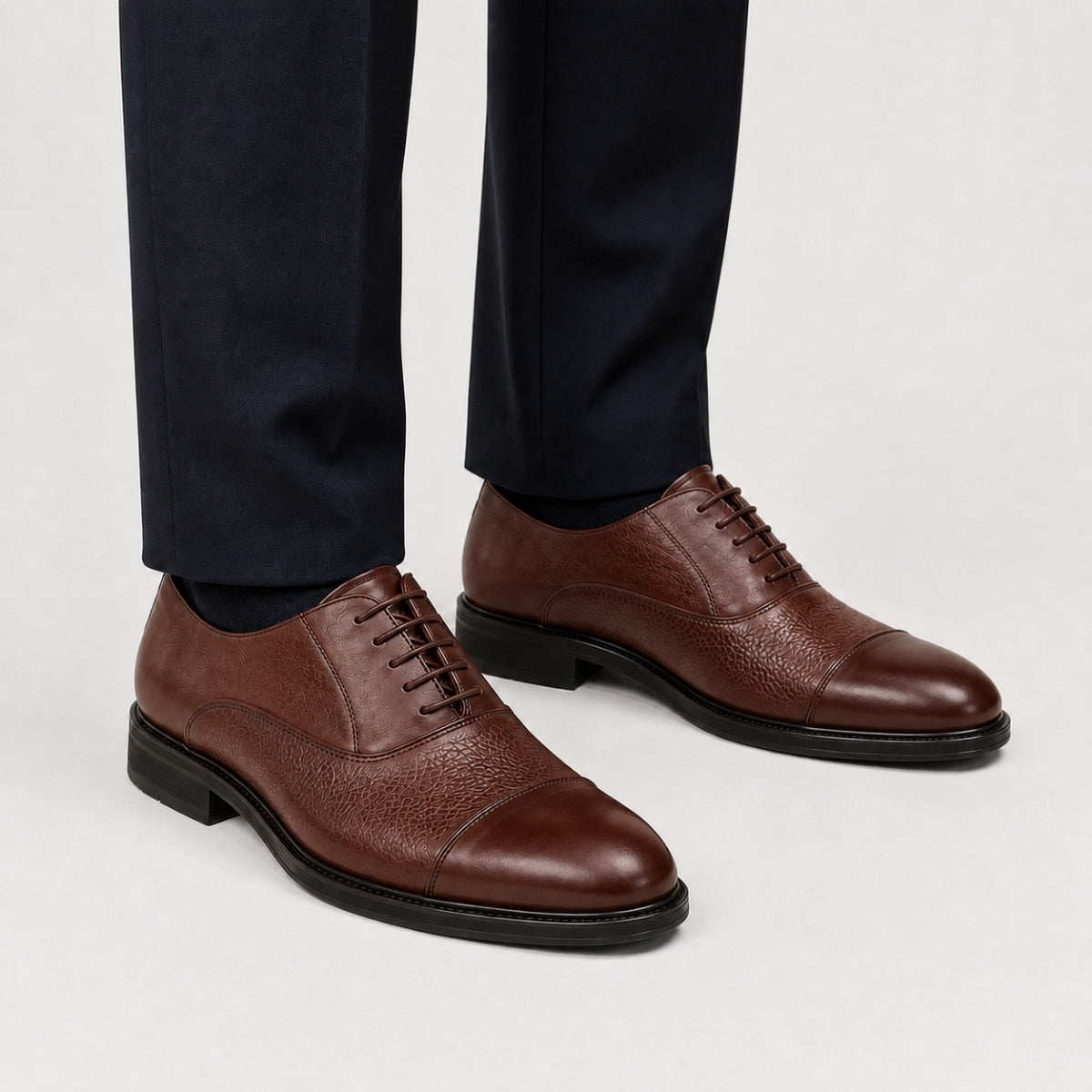 Oxford Cap-Toe en cuir véritable pour hommes
