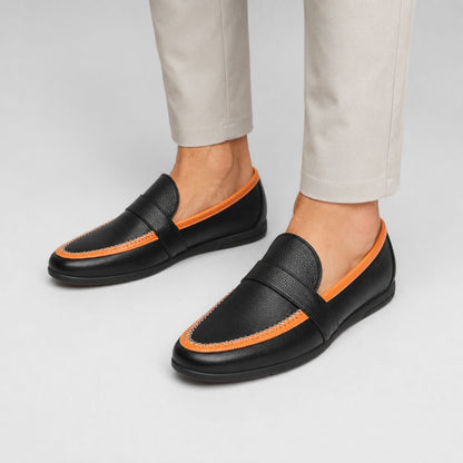 Calvin: Mocassins Car Shoes en Cuir Véritable pour Hommes