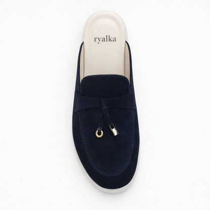 Mules en cuir velours pour femmes : Élina