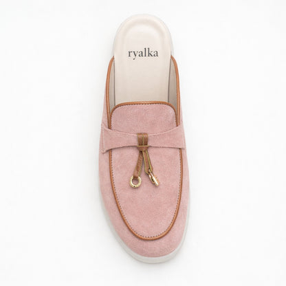 Mules en cuir velours pour femmes : Élina