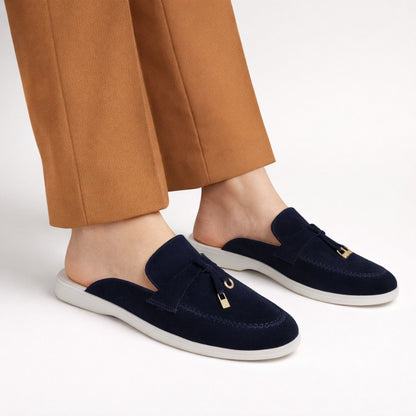 Mules en cuir velours pour femmes : Élina