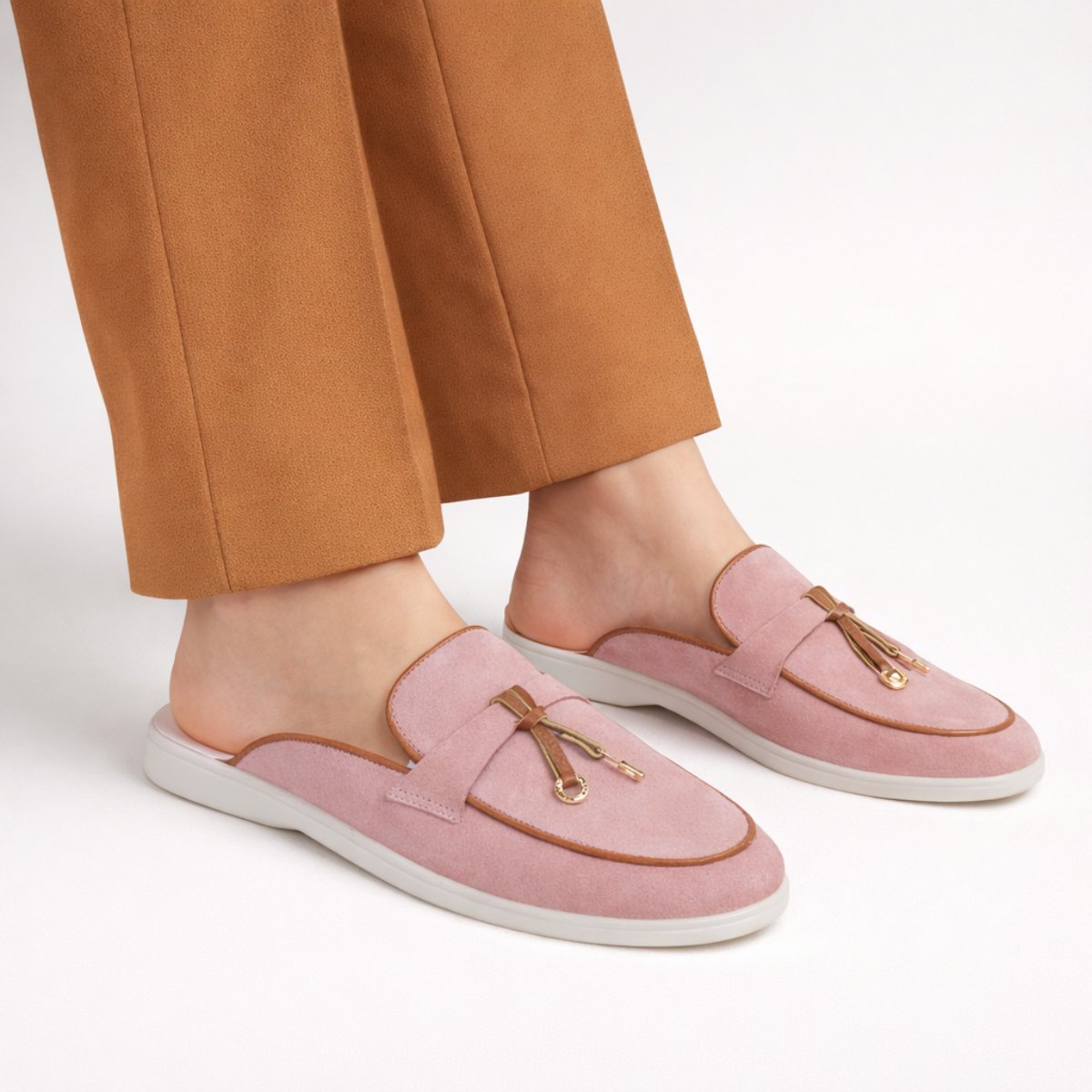 Mules en cuir velours pour femmes : Élina
