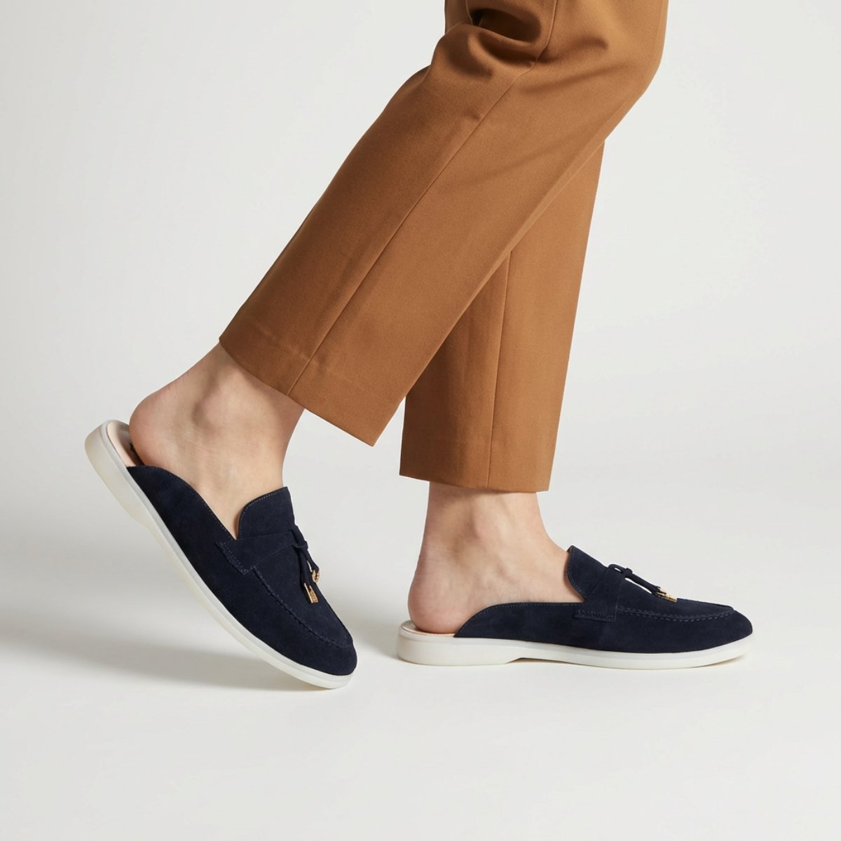 Mules en cuir velours pour femmes : Élina