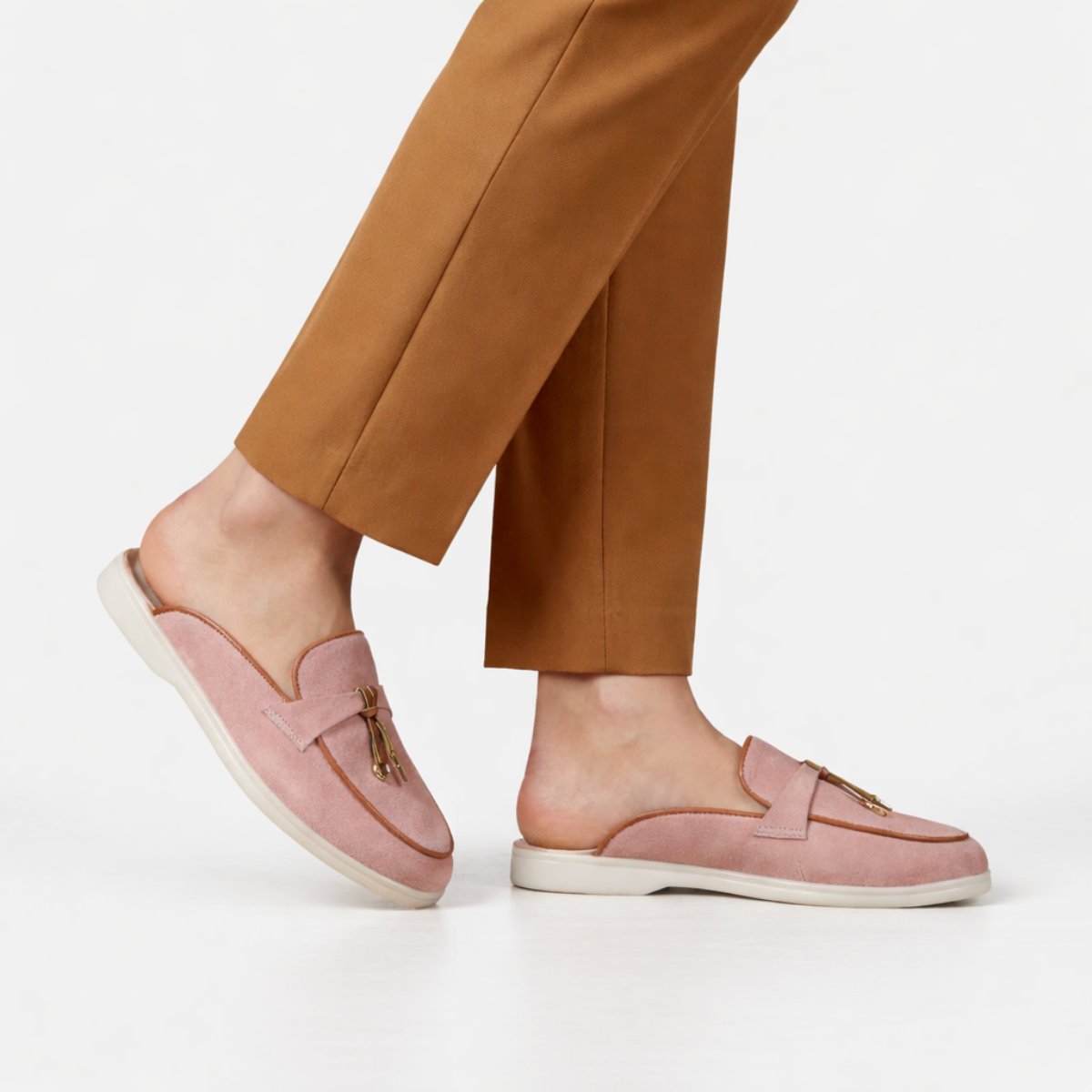 Mules en cuir velours pour femmes : Élina