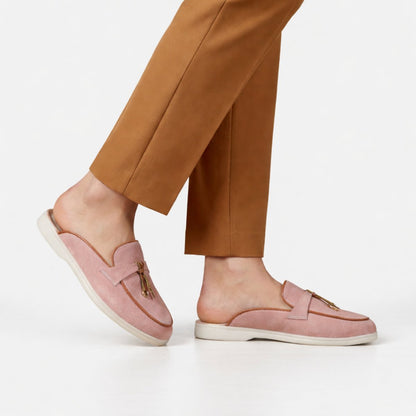 Mules en cuir velours pour femmes : Élina